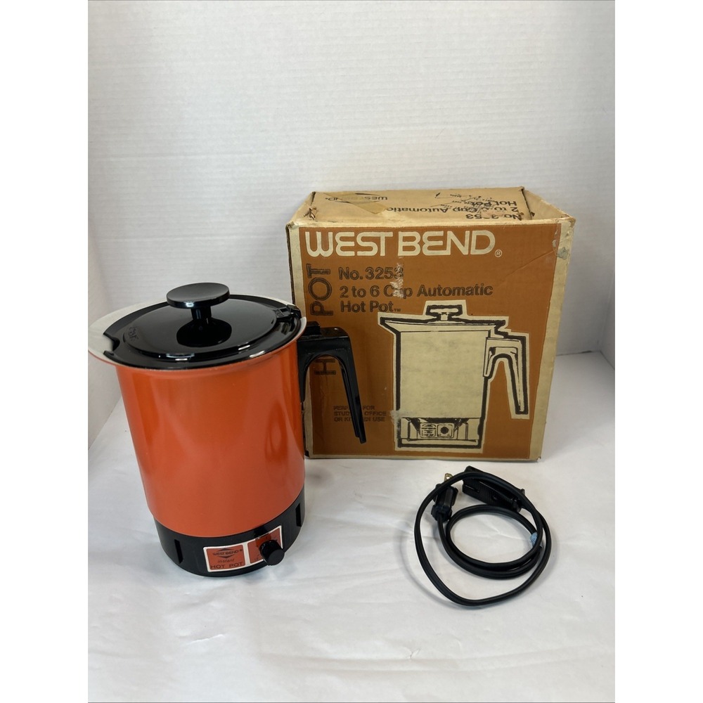 Vintage Orange Electric West Bend Instant Hot‎ Pot 36 oz Used